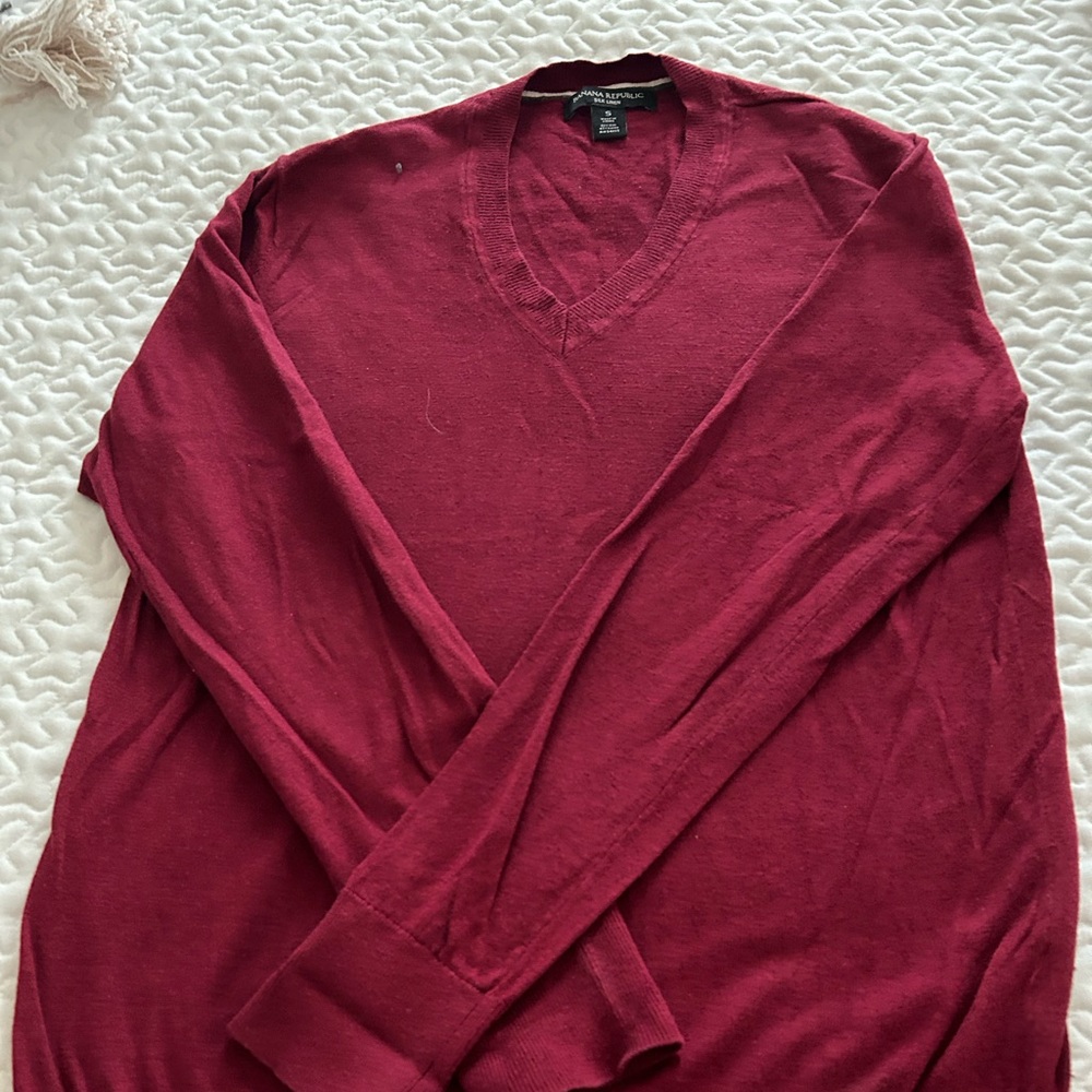 Banana Republic Red V-Neck Sweater